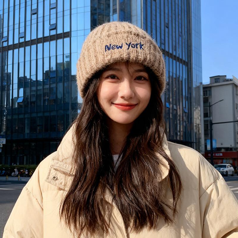 Embroidered Letter Knit Hat For Women Winter Warmth And Windproof Comfort