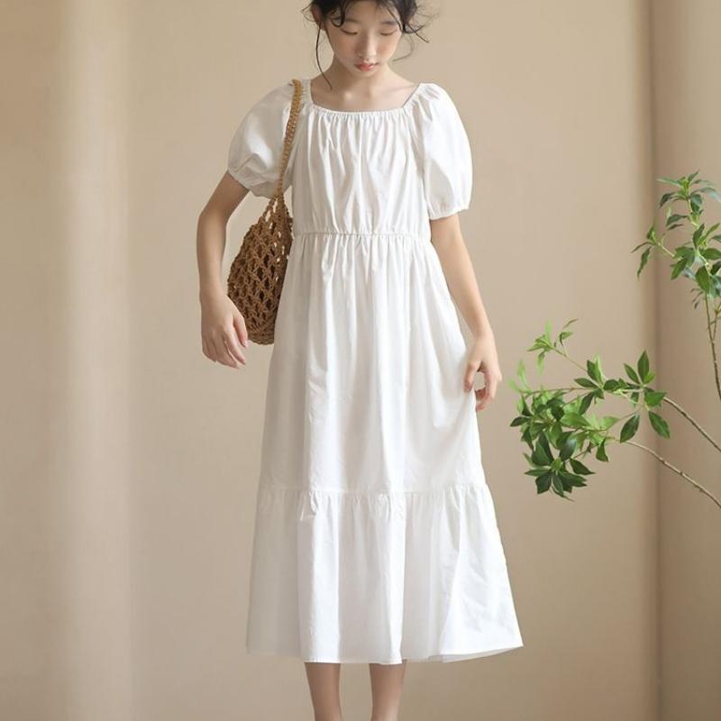 Girls' Fashion Minimalist White Dress Summer Children's Casual Beach Dress