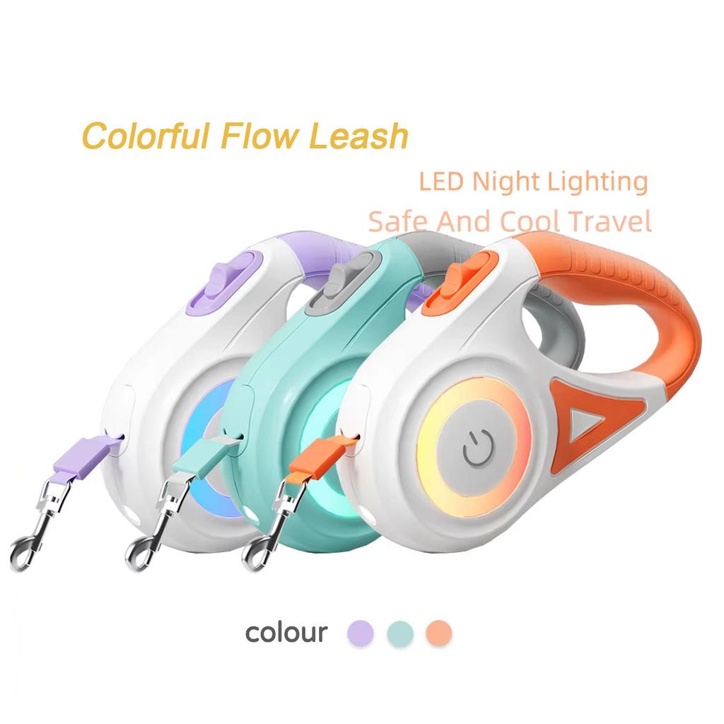 LED Einziehbare Hundeleine mit Licht für Welpen, Kleine Hunde, Mittlere Hunde, Große Hunde, Katzen, Haustierleine, Halsbandzubehör 3m/5m
