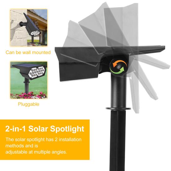 1/2 Stück Solarstrahler Außen 2-in-1 Wasserdicht 19 LED-Lampen Einstellbare Landschaft Weiß