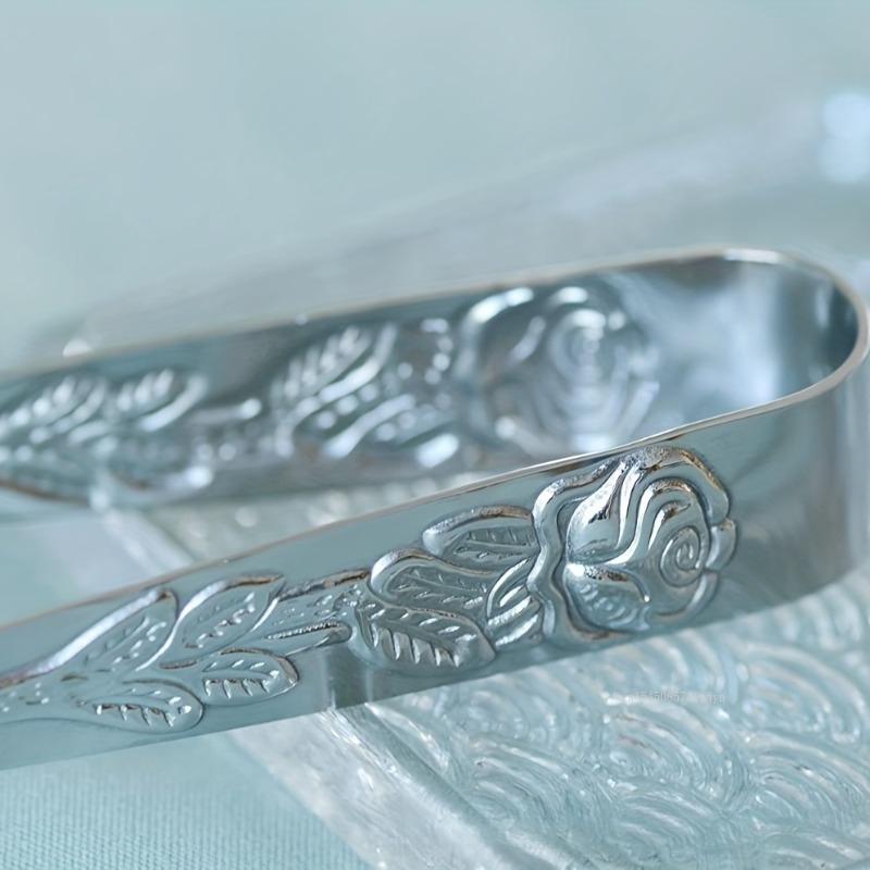 Pinça de Gelo com Rosas Vintage Aço Inoxidável Pinça para Cubos de Gelo de Açúcar Pinça Portátil para Salada Churrasco Pinça de Cubo de Gelo Prata/Dourada Suprimento para Bar