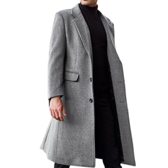 Men Coat Solid Color Turn-down Collar Cardigan Leisure Winter Jacket for Daily Wear