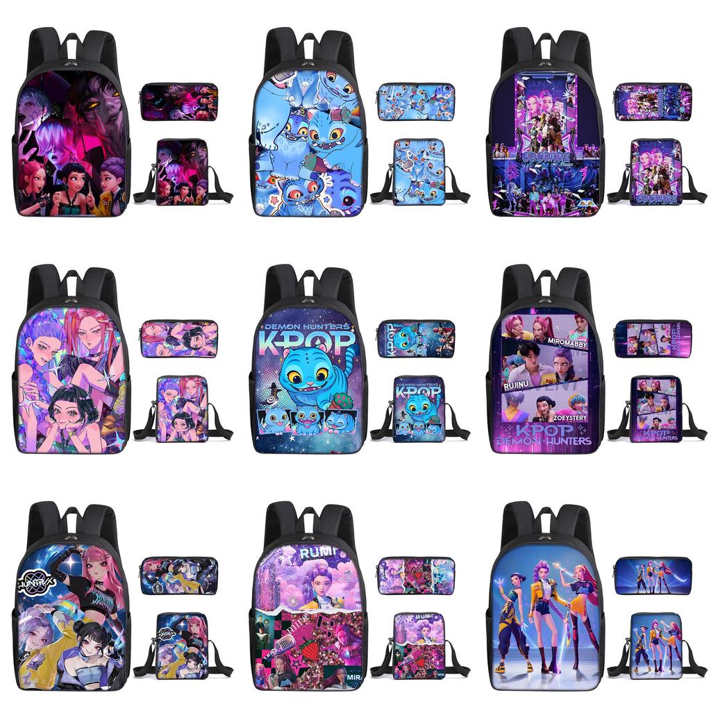 Kpop Demon Hunters School Backpack Set With Oxford Fabric And Air Cushion Straps For Students