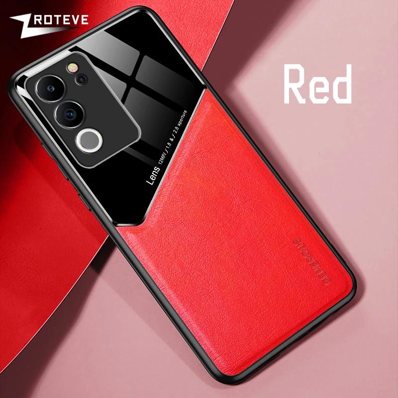 

Чехол для VivoV29 Pro Zroteve из ПУ кожи с магнитным креплением для автомобиля, жесткая ПК-крышка для Vivo V29 Lite V29E V29Lite V27 V27E VivoV27 VivoV29E 5G For Vivo V29 Lite красный