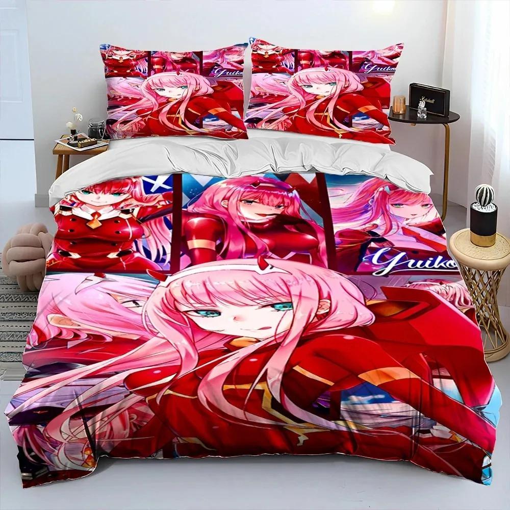 Zero Two DARLING In The FRANX Anime Beding Set Bedrom Soft Modern Bedspreads Comefortable Soft Duvet Cover Comfortable Quilt Cover Pilowcase