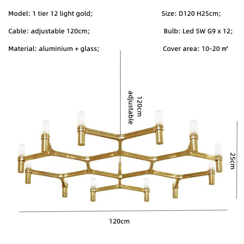 Nordic Luxury Modern LED Chandelier Designer Kitchen Pipe Chrome Lamp Hotel Living Room Room Room Decoration Lighting Fixtures