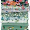 Floral Fabric Patchwork Cutting Nordic Cotton for DIY Green 8-Piece Set, 50x40cm, Fabric, Cloth, Scraps, Crafts,