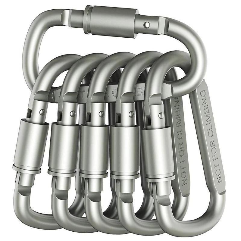 6pcs Carabiner Set For Key Camping Survival Edc Outdoor Keychain Clip Alloy Aluminum Tactical Caribiner Hook Karabiners серый