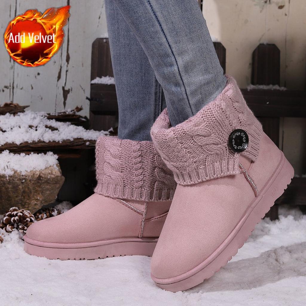 Fashion Round Toe Ladies Shoes Winter Flat Plush Women's Snow Boots Trend 2025 Novelty Fashion Footwear On Offer Hot Goth Padded Booties