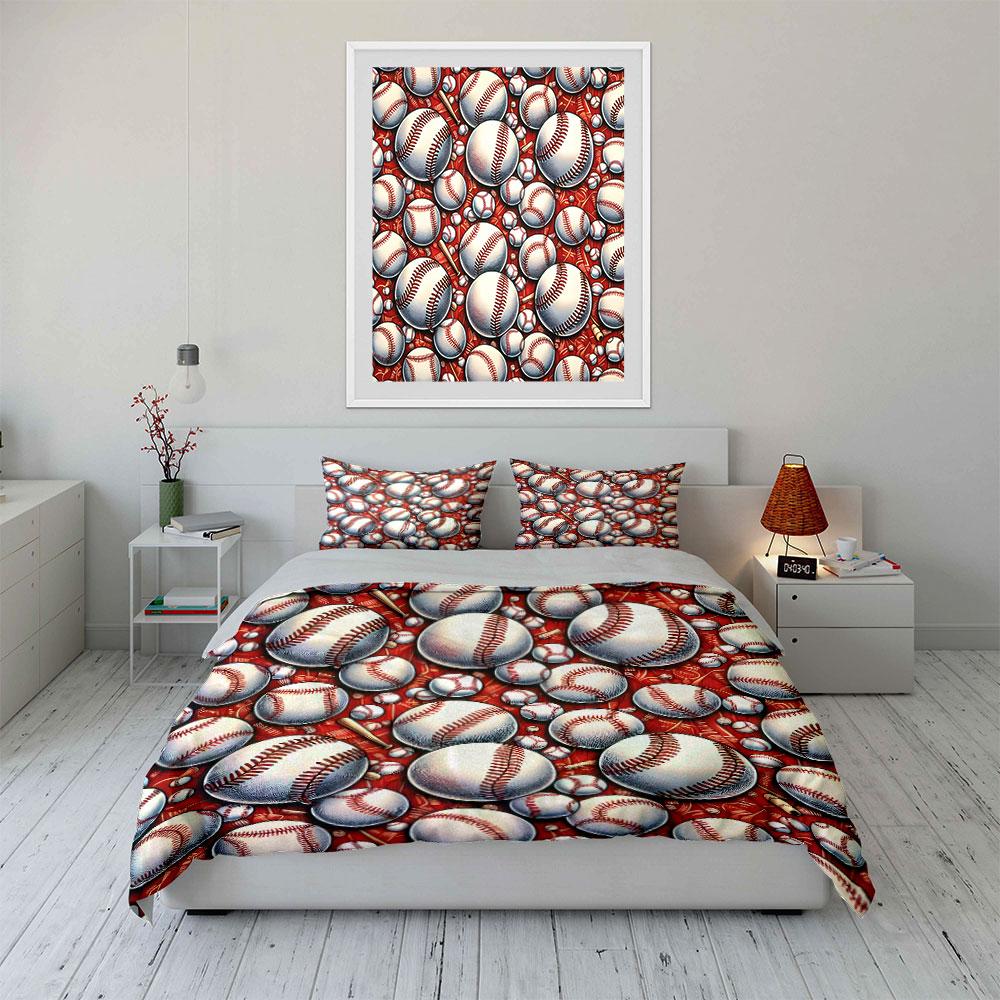 Baseball-Themed Decor Three-Piece Set Multiple Sizes Kid'S And Adults' Bedroom Exquisite 3Pc Bedding Set, Gift