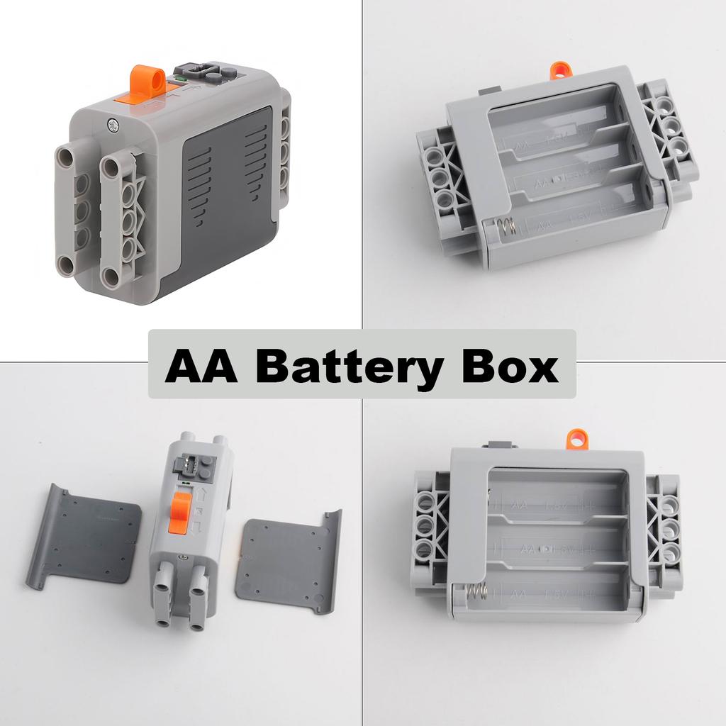 MOC Wiederaufladbare Batteriebox mit Multifunktions-Geschwindigkeitsregler für AA/AAA/Lithium - Kompatibel mit technischen Bausteinen