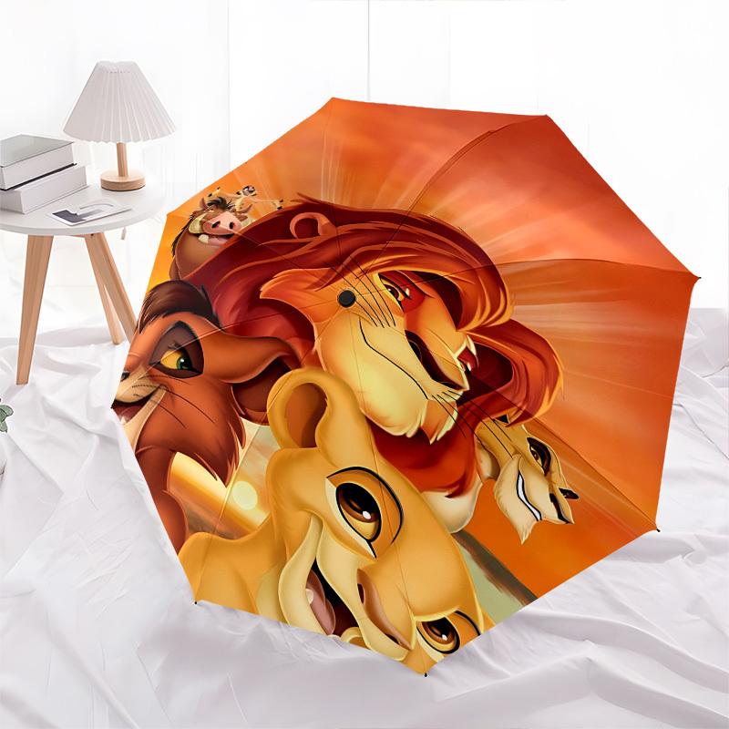 Lion King, Sunset Themed Automatic Opening and Closing Umbrella, Brightly Colored 8-rib Portable Umbrella, Suitable for Men and Women, A Perfect Gift