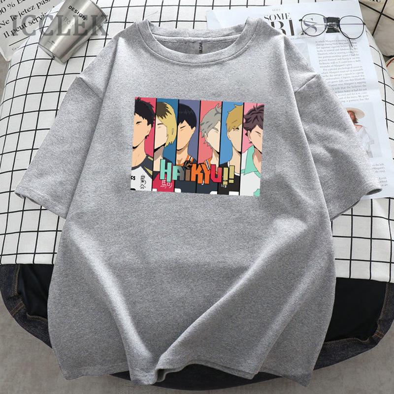 

Хайкю!! Летние футболки унисекс с круглым вырезом и принтами Extra Large серый