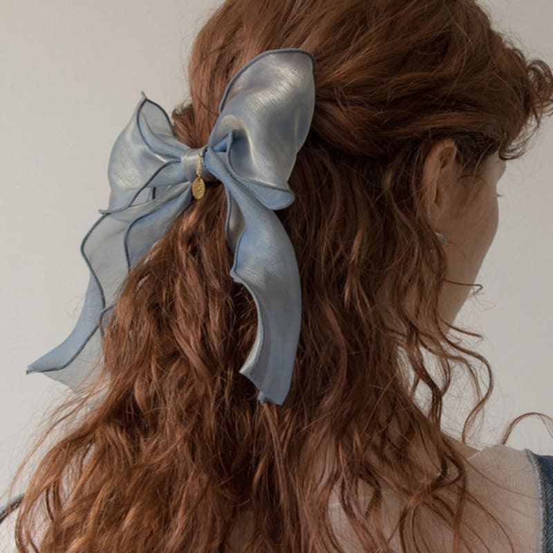 MERRYMOTIVE Blue Organza Ruffle Ribbon Hairpin