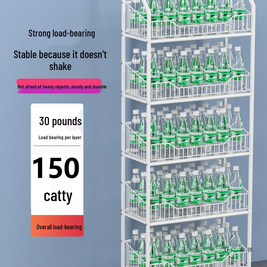 Freestanding Multilayer Snack & Beverage Display Rack for Convenience and Home Use