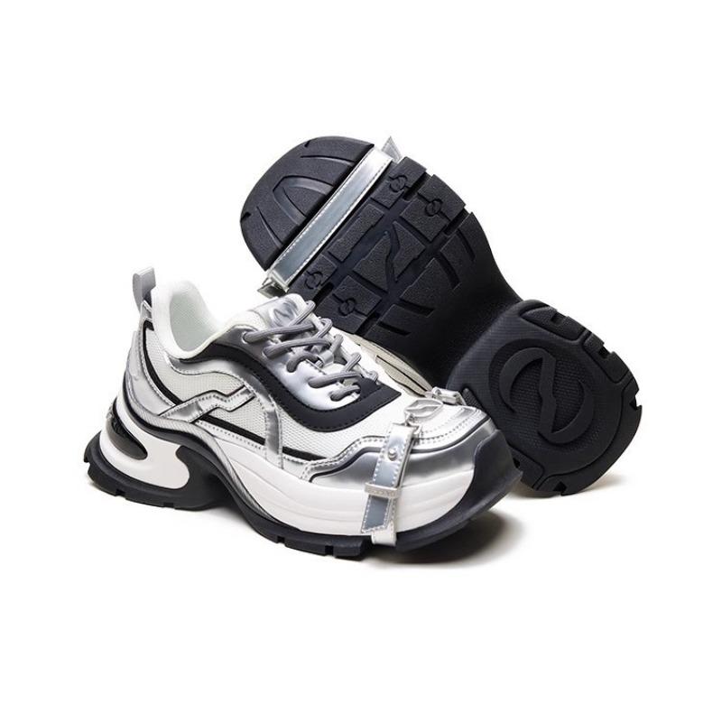 Silver Platform Dad Shoes Women's Versatile Height Increase 7 Straps Casual Shoes Tide