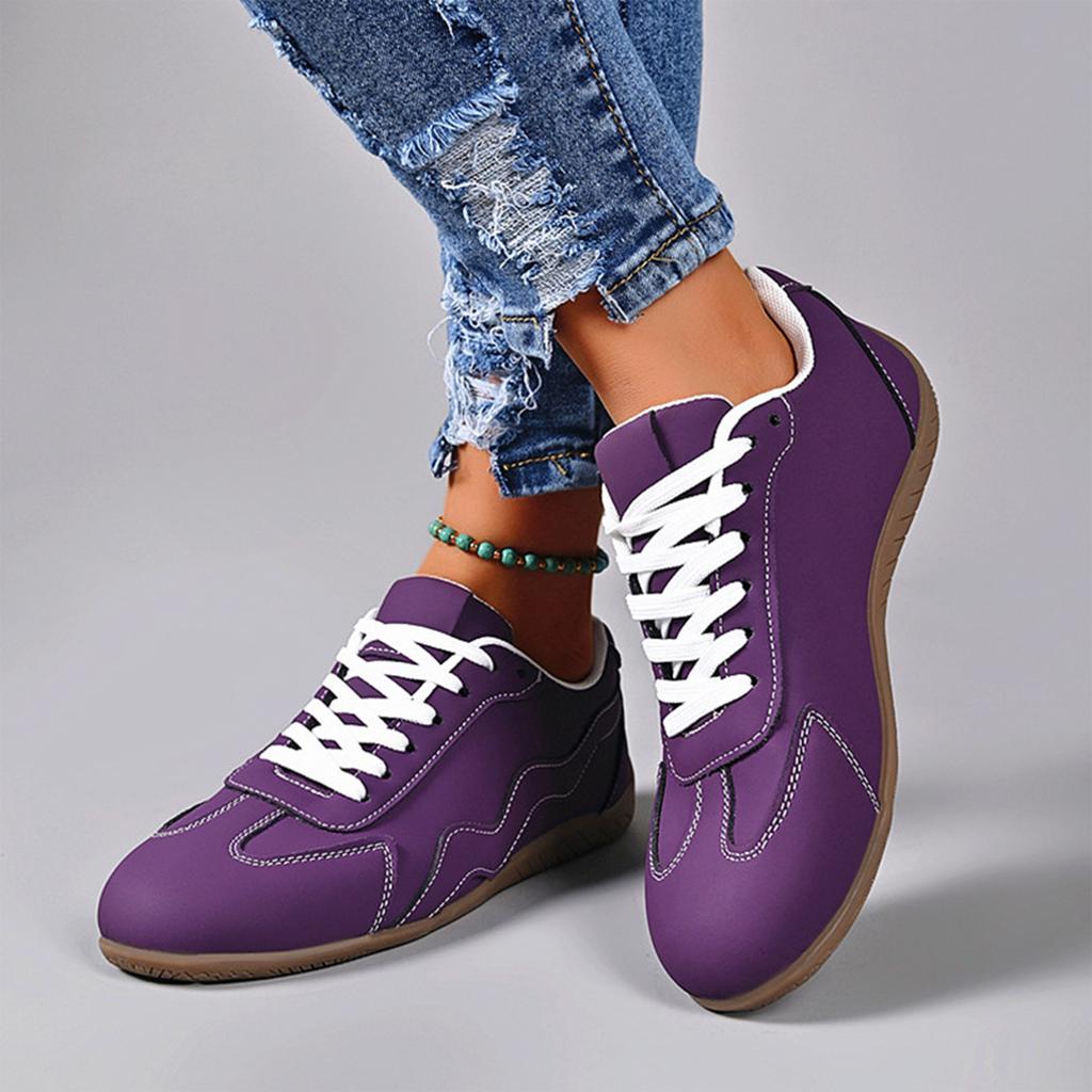 Damen Rund Zehen Schnürung Lässige Flache Schuhe Leicht Bequem Rutschfeste Sohle Langlebige Laufschuhe