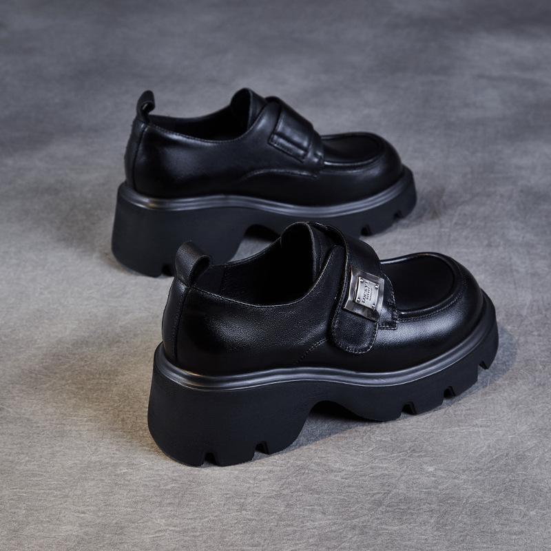 Thick-soled Women's Spring-autumn New Style Chunky Heel Shoes, Velcro Fastened High Heels, Single Shoes