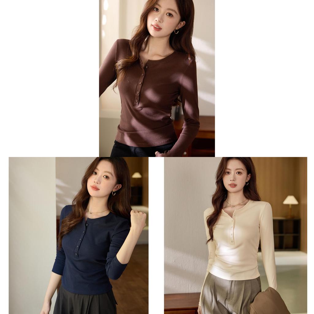 Cotton Long Sleeve T Shirt For Women With Ruffle Details And Round Neck For Office Wear