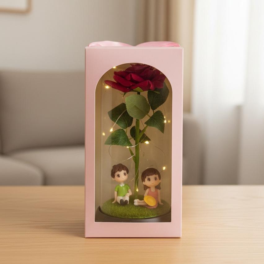 Gold foil rose glass cover Qixi Festival Valentine's Day gift creative ornament Mother's Day Christmas gift
