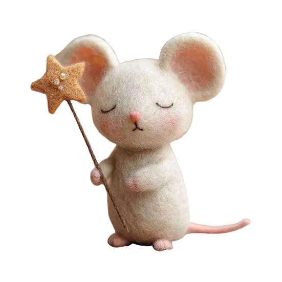 Felt Mouse with Star Handmade Cute Felt Mouse Figurine Mouse Holding Star Wand Ornament for Fall Home Decor Christmas Stocking Stuffer