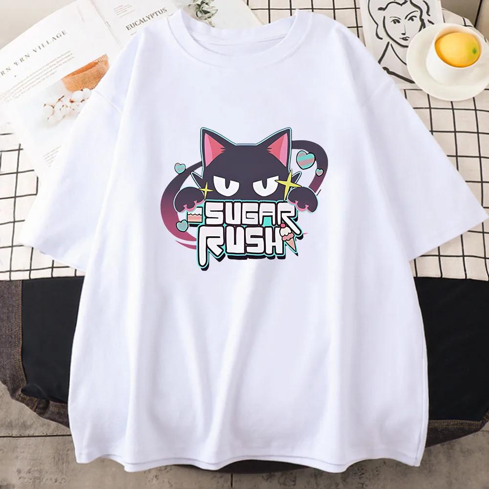 Sugar Rush Blue Archive Tshirts Game Anime Cartoon Graphic Teeshirt Short Sleeve Cotton Comfortable Shirt Printing Tees Summer