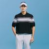 CHALLENGER Men'S Color Block Stripe Collared Knit Pullover Black