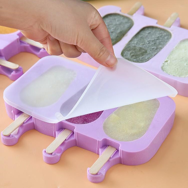 Silicone Ice Pop Maker with Cover Food Safe DIY Ice Cream Mold for Homemade Frozen Treats Ice Lolly Kit