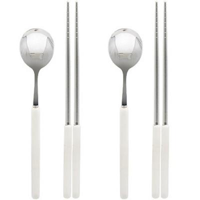 Bane Spoon Set for 2, Spoon 2p + Chopsticks 2p, White, Korean Popular Tableware