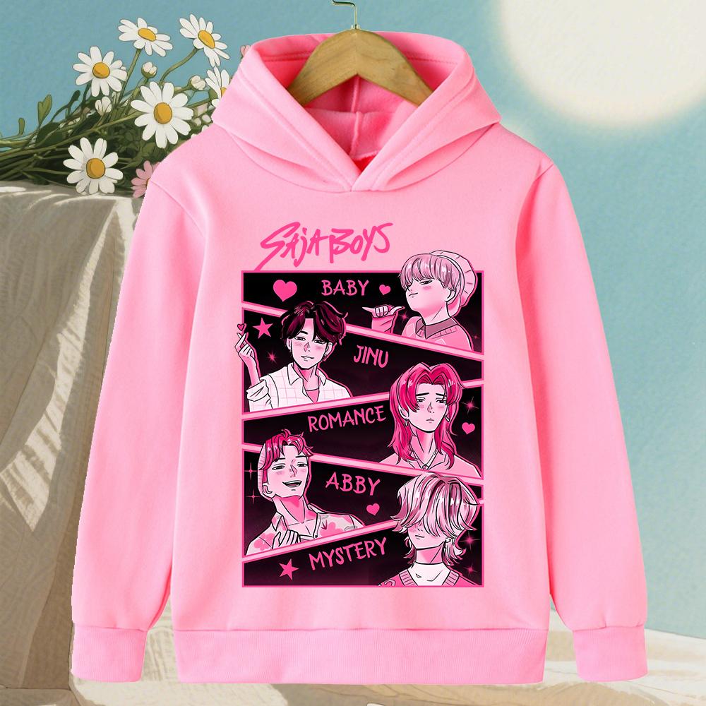 

K-pop Охотник на демонов Саджа Мальчики Мультяшные Девочки Мальчик Толстовка с капюшоном Теплая Детская Корейская волна Мода Повседневные Топы Повседневная одежда 160 cm