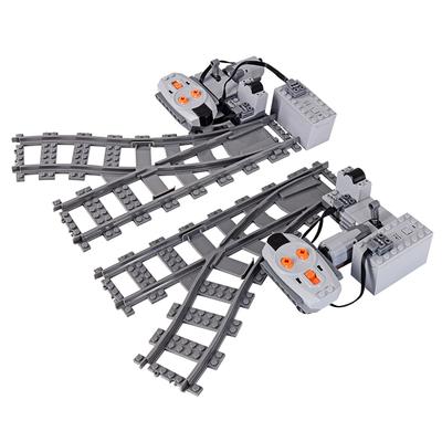MOC City Train Rail Crossing Tracks Set Stud Gap Triple Switch Bricks Building Blocks Technical Enlighten Toys for Kids