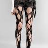 Women's New Perforated Mesh Socks with Torn Personality Rose Hollow Out Irregular Stockings Gothic and Punk Style Socks