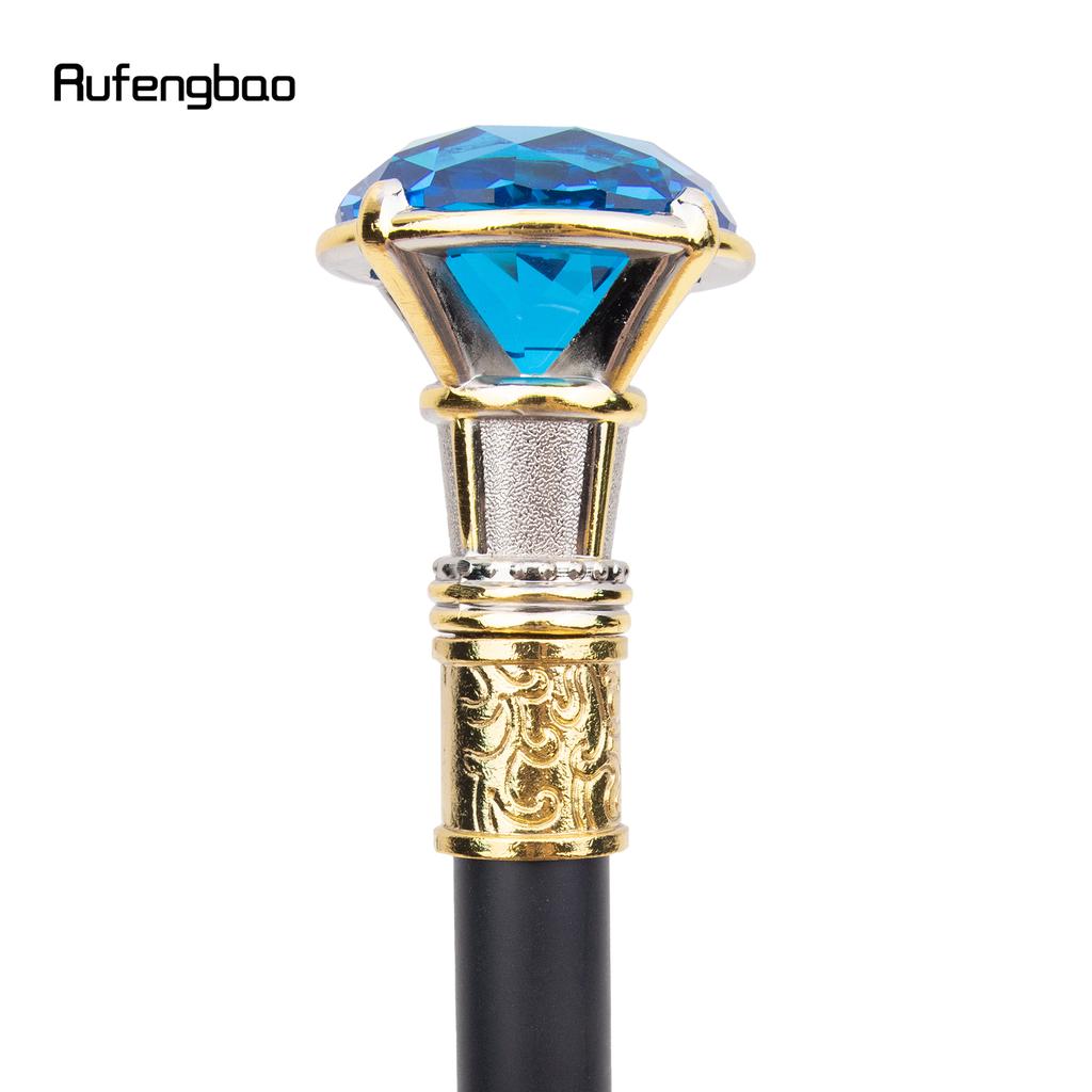 Blauer Diamant Goldener Weißer Gehstock Modischer Dekorativer Gehstock Gentleman Eleganter Cosplay Gehstock Knauf Crosier 90cm