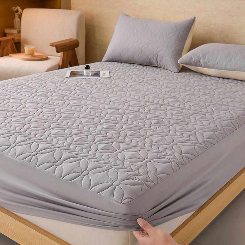 Solid Color Waterproof Quilted Soybean Mattress Protector - Dirt Barrier Cover for Single Mattress 90x200cm Single