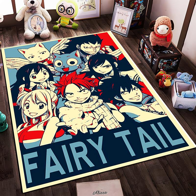 Fairy Tail anime group illustration rug Non-slip rug suitable for living room and bedroom sofas