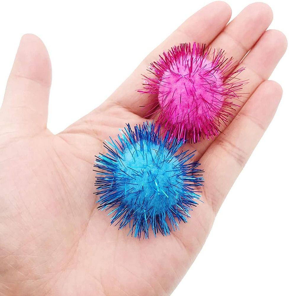 50pcs Interactive Glitter Balls Indoor Pom Pom Balls Pet Toys Cat Sparkle Balls Toy  Cat