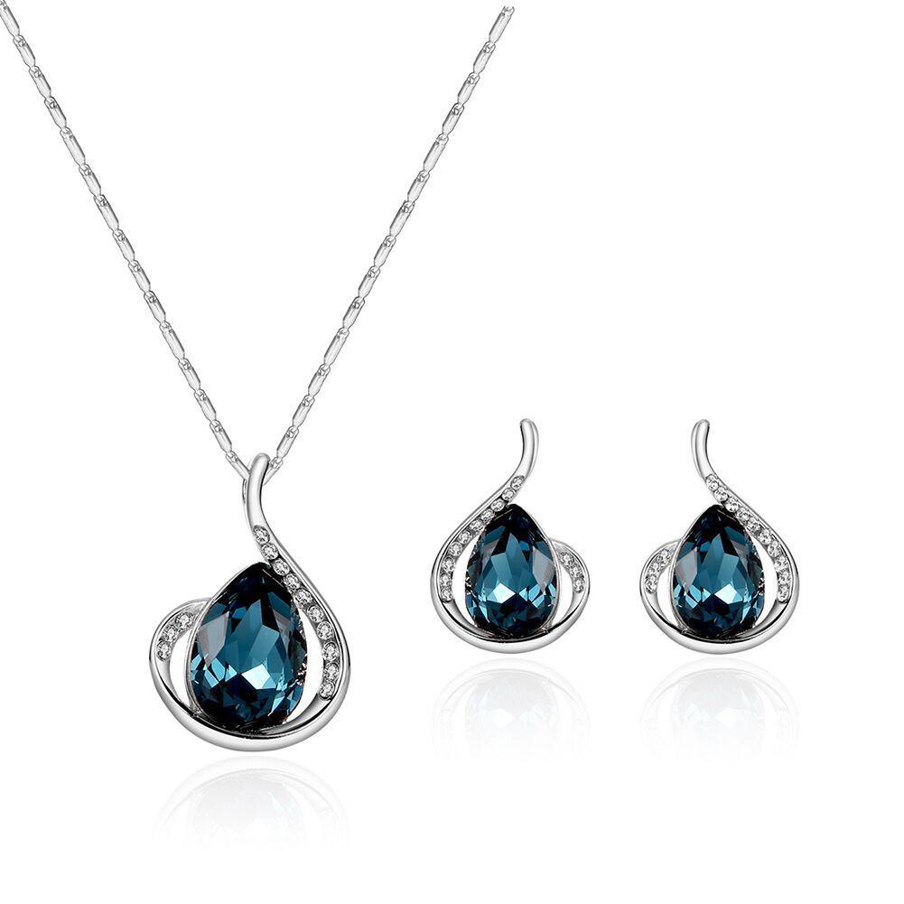 1set/3pcs (Necklace + Earrings) Women's Elegant Jewelry Set Fashion Versatile Diamond Crystal Gourd Jewelry Set