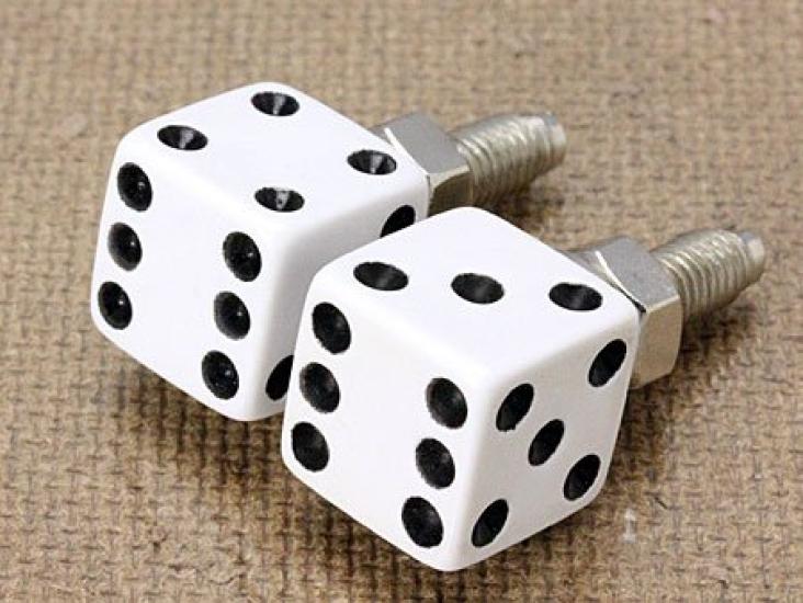 License Plate Bolt Dice (White) NB-AA113WH-MON