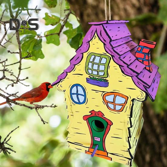 Drewniany Ręcznie Robiony Budka dla Ptaków Zewnętrzna Wisząca Chata Dom dla Ptaków Kolibra Skrzynka Lęgowa na Zewnątrz na Drzewo Dekoracja Ogrodu