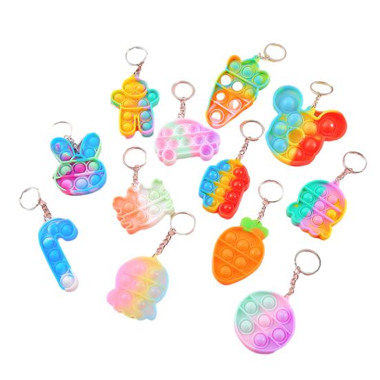 Bubble Popping Keychain Students Office Workers Stress Relief Push Bubble Key Ring Backpack Hanging Decoration Charm
