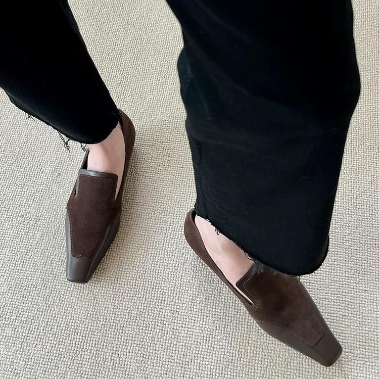 Fashion Women Suede Flats Loafers Shoes Casual Square Toe Designer Shoes Fashion New Walking Dress Cozy Shoes Brand Mujer De Zapatillas