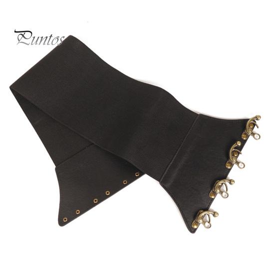 Faux Leather Dress Corset Belt Wide-Brimmed Design Elastic Waistband Retro Style Women Adjustable Corset Waist Cincher