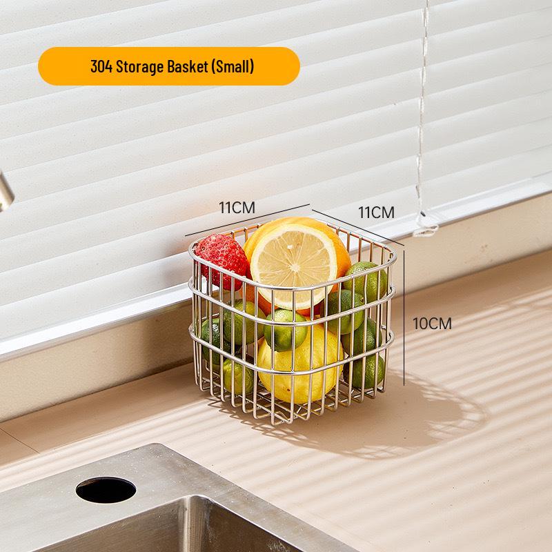 

Кошик для зберігання з нержавіючої сталі 304 для кухні та ванної кімнати для фруктів, овочів або косметики