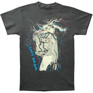 Men s Lady Gaga Scribbles Slim Fit T-shirt X-Large Grey 3XL