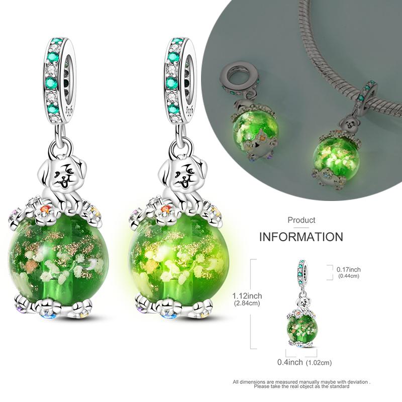 Neueste Kupfer Atemberaubende Charms Perlen Niedliche Haustiere Dangle Leuchtender Hundeanhänger Passend für Original Armband DIY Schmuck