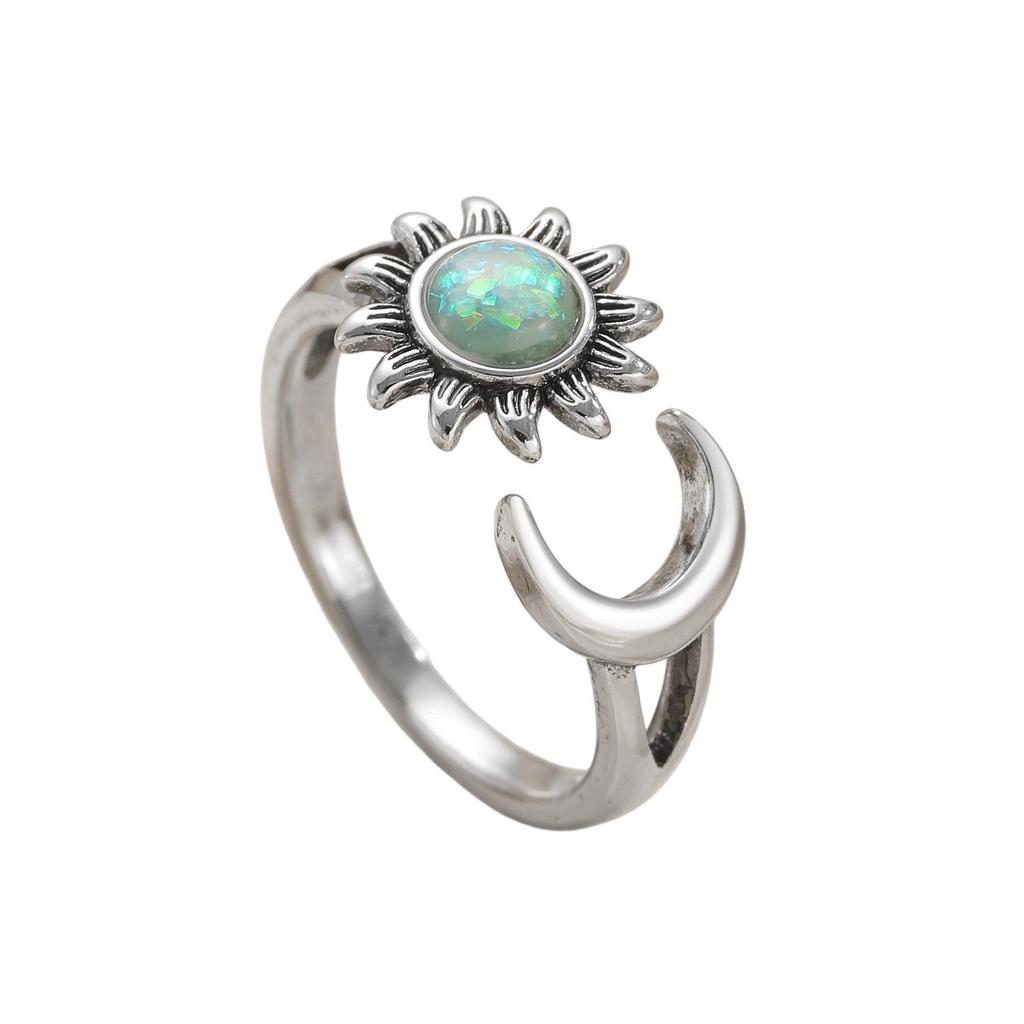 European & American Retro Adjustable Sun & Moon Ring - Women's Versatile Creative Style