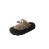 Internet celebrity cartoon cute big-eyed dog fluffy slippers female 2025 autumn and winter new thick-bottomed versatile comfortable one-word cotton m
