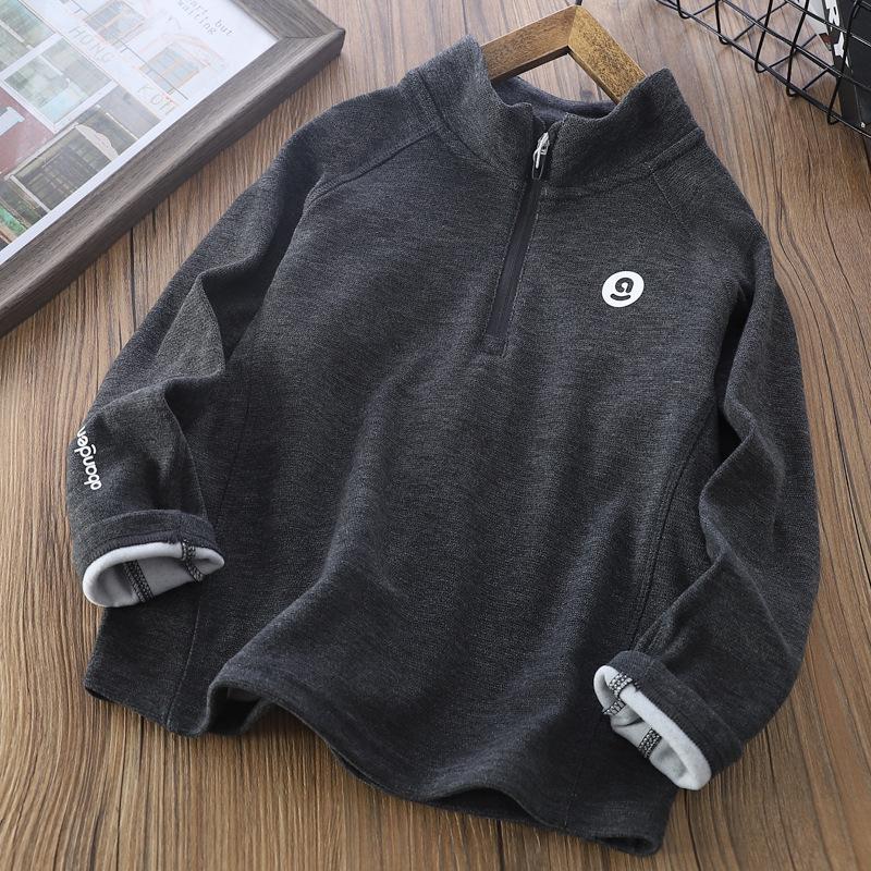 2025 Autumn Kids' Skin-Friendly Fleece Stand Collar Base Layer Top - Super Warm & Lightweight for Boys and Girls