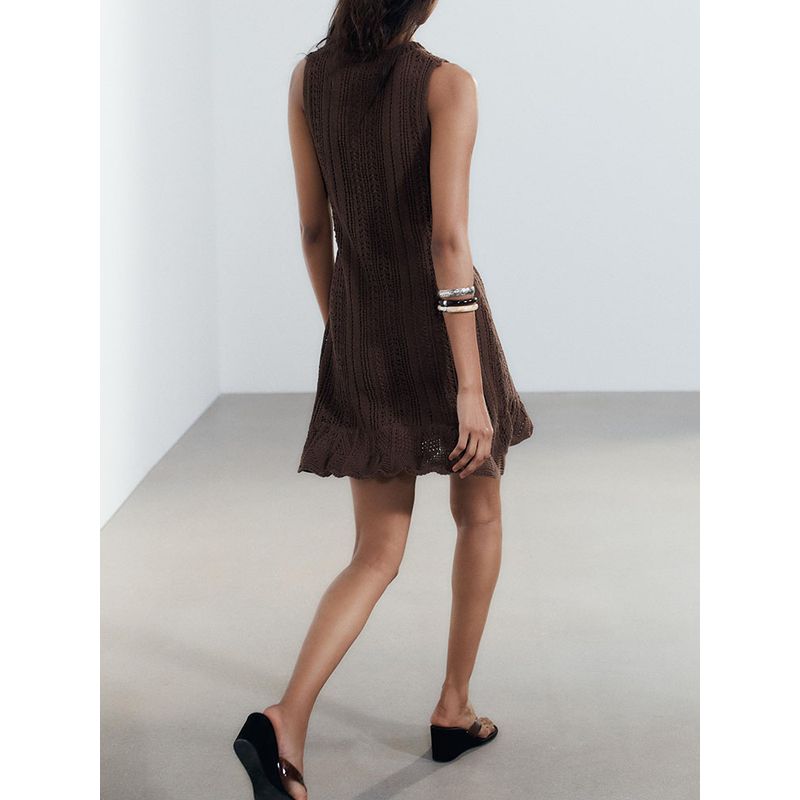 Za2025 Summer New Women clothes Fashion Temperament Minimalist Sleeveless round Neck Knitted dress 6236012 700