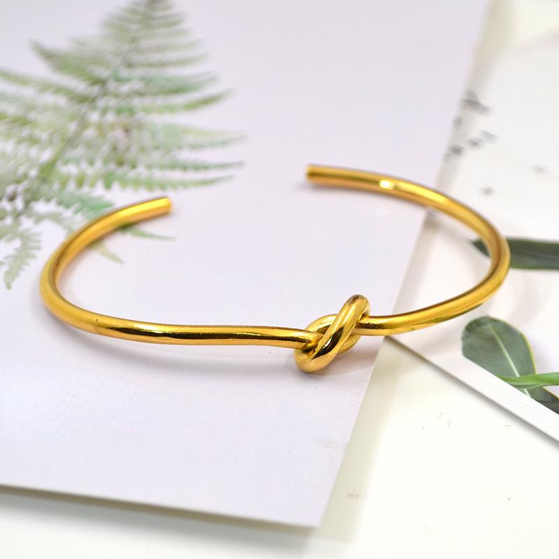 Metal Jade Love Knot Bracelet Titanium Steel Bracelet Open Rose Gold Hand Jewelry